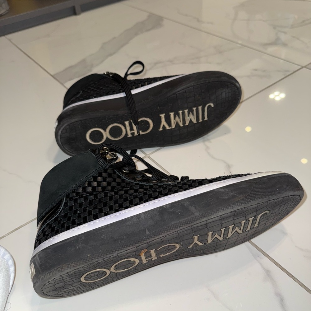 Jimmy Choo Black Textured High-Tops